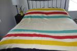 Vintage Hudson's Bay Wool Striped Blanket, 68" x 86