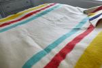 Vintage Hudson's Bay Wool Striped Blanket, 68" x 86