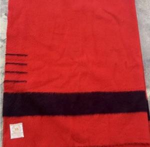 Vintage Hudson's Bay Red Wool Blanket with Stripes