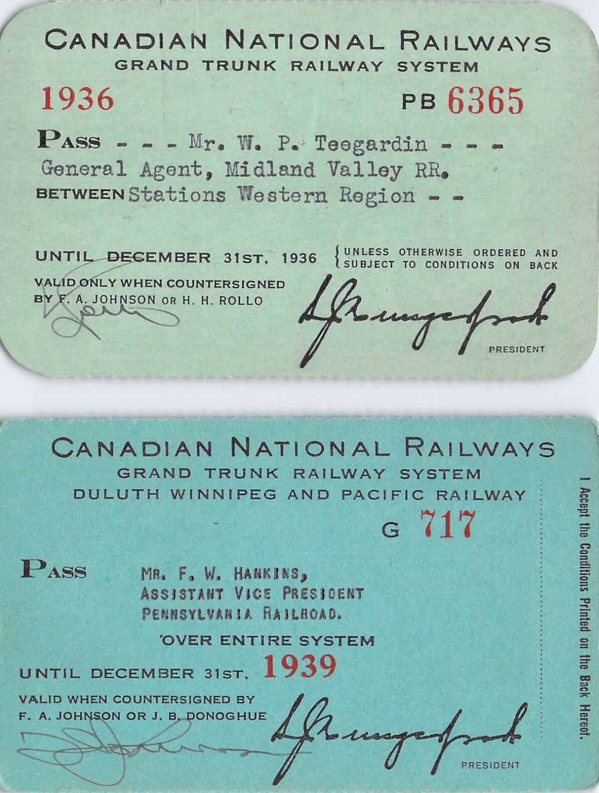 Vintage Canadian Railway Pass Set