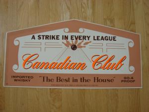 Vintage Canadian Club Bowling Theme Cardboard Sign