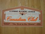 Vintage Canadian Club Bowling Theme Cardboard Sign