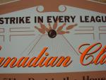 Vintage Canadian Club Bowling Theme Cardboard Sign
