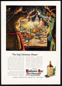 1941 Hudson's Bay Christmas Dinner Vintage Ad