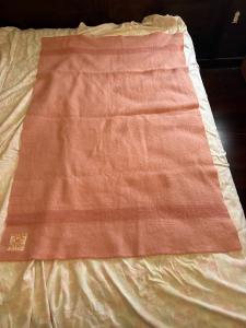 1950s Hudson’s Bay Pink Wool Blanket, 38 x 58