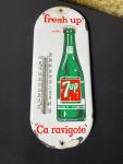 Vintage 1950s 7up Porcelain Thermometer Sign