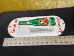 Vintage 1950s 7up Porcelain Thermometer Sign