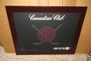 Canadian Club Whiskey Hockey Sticks Menu Sign