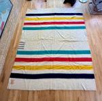 Hudson Bay 90" Striped Wool Blanket Vintage