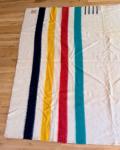 Hudson Bay 90" Striped Wool Blanket Vintage