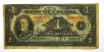 1935 Canadian One Dollar Bill, Ottawa Note