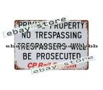 Canadian Pacific Railways No Trespassing Tin Sign