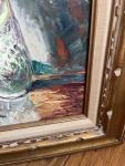 Vintage Floral Oil Painting by Constant Fronville