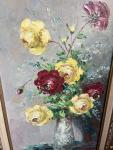 Vintage Floral Oil Painting by Constant Fronville