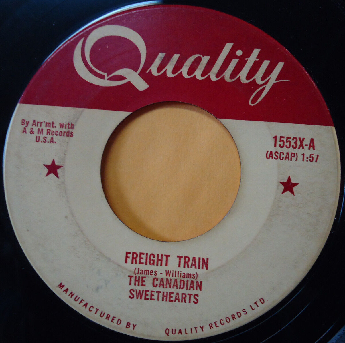 Vintage Canadian Sweethearts - Freight Train 45rpm Record