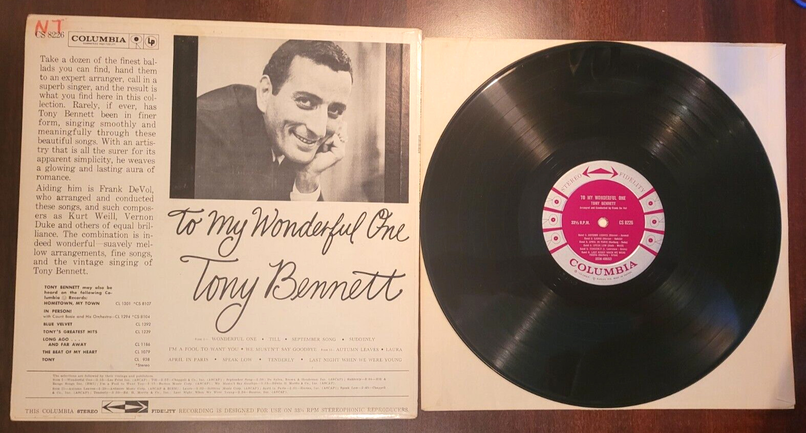 Tony Bennett - Vintage Vinyl LP (TESTED) 1960 Canadian Print