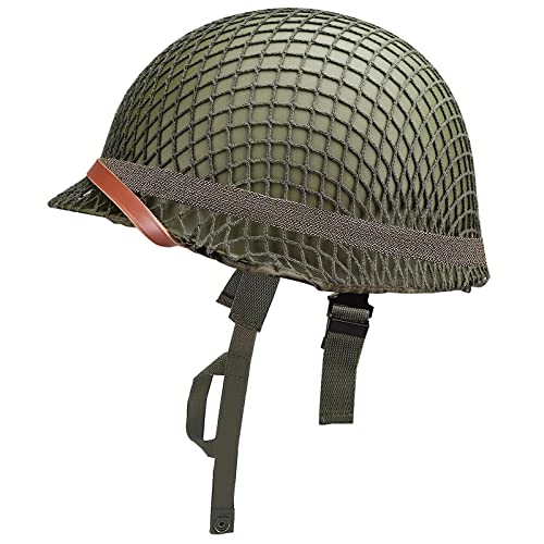 Vintage US M1 Steel Helmet with Camo Net & Chin Strap