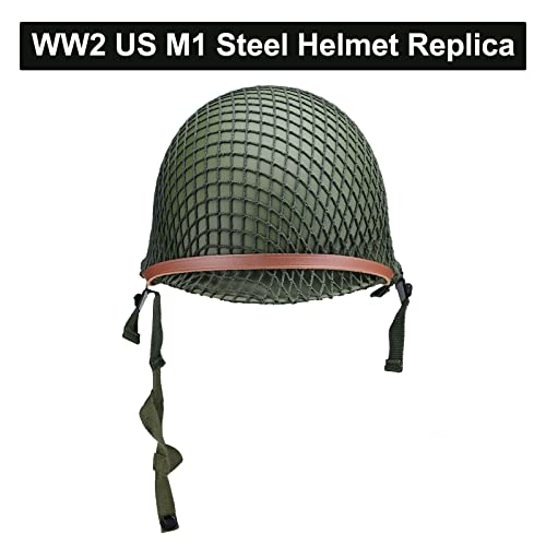 Vintage US M1 Steel Helmet with Camo Net & Chin Strap