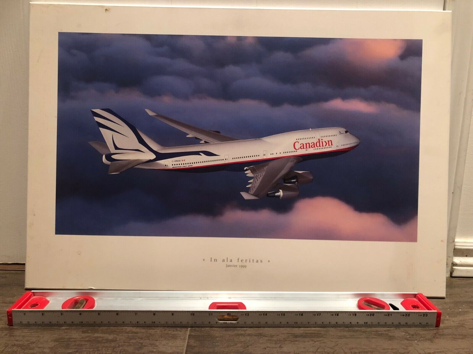 Vintage Canadian Airlines B747 Aircraft Poster Plaque Mount