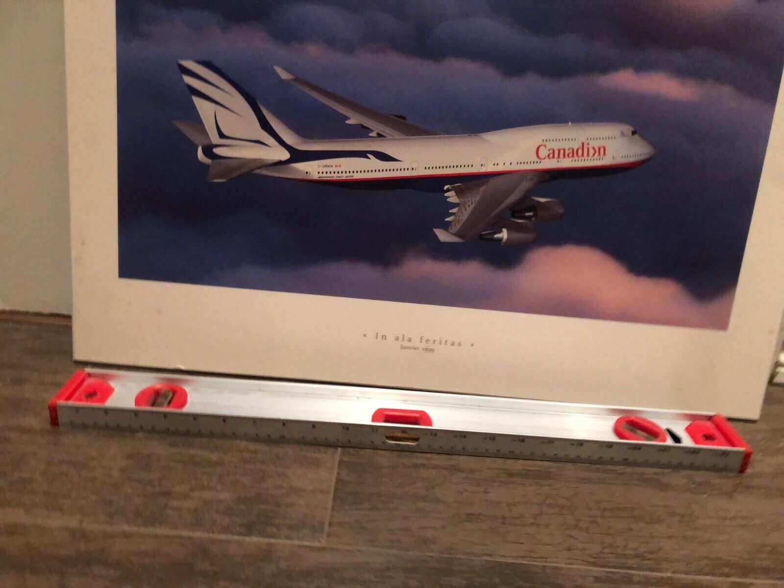 Vintage Canadian Airlines B747 Aircraft Poster Plaque Mount