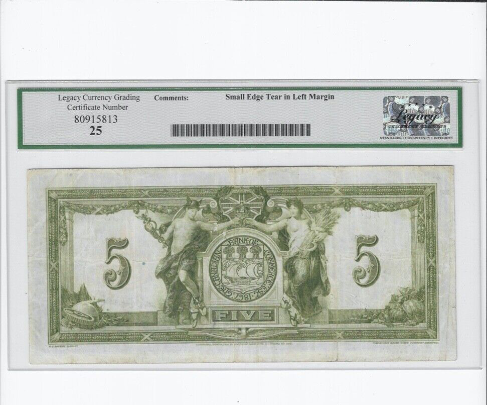 Vintage 1917 Canadian Bank of Commerce $5 Bill