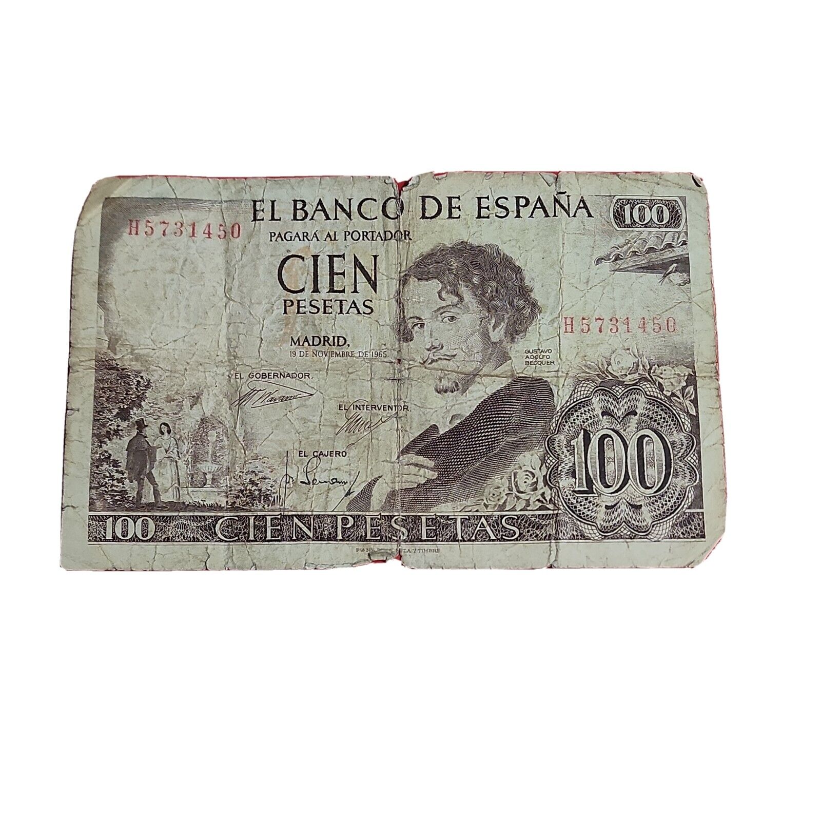 Vintage Spanish 100 Pesetas 1965 - Canadian Seller