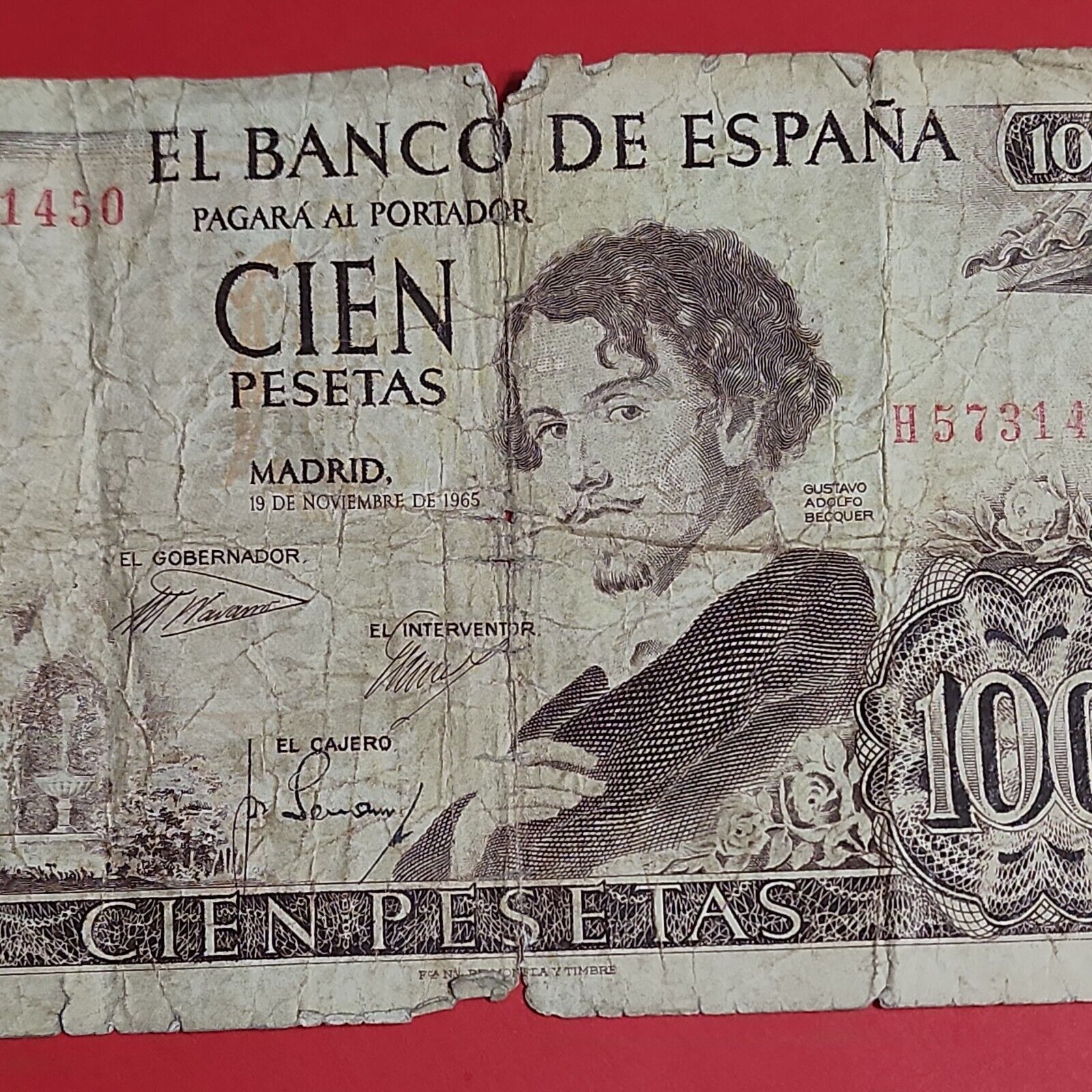 Vintage Spanish 100 Pesetas 1965 - Canadian Seller