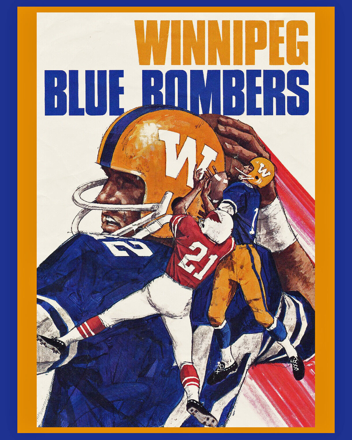 1970's Vintage Winnipeg Blue Bombers Wall Art