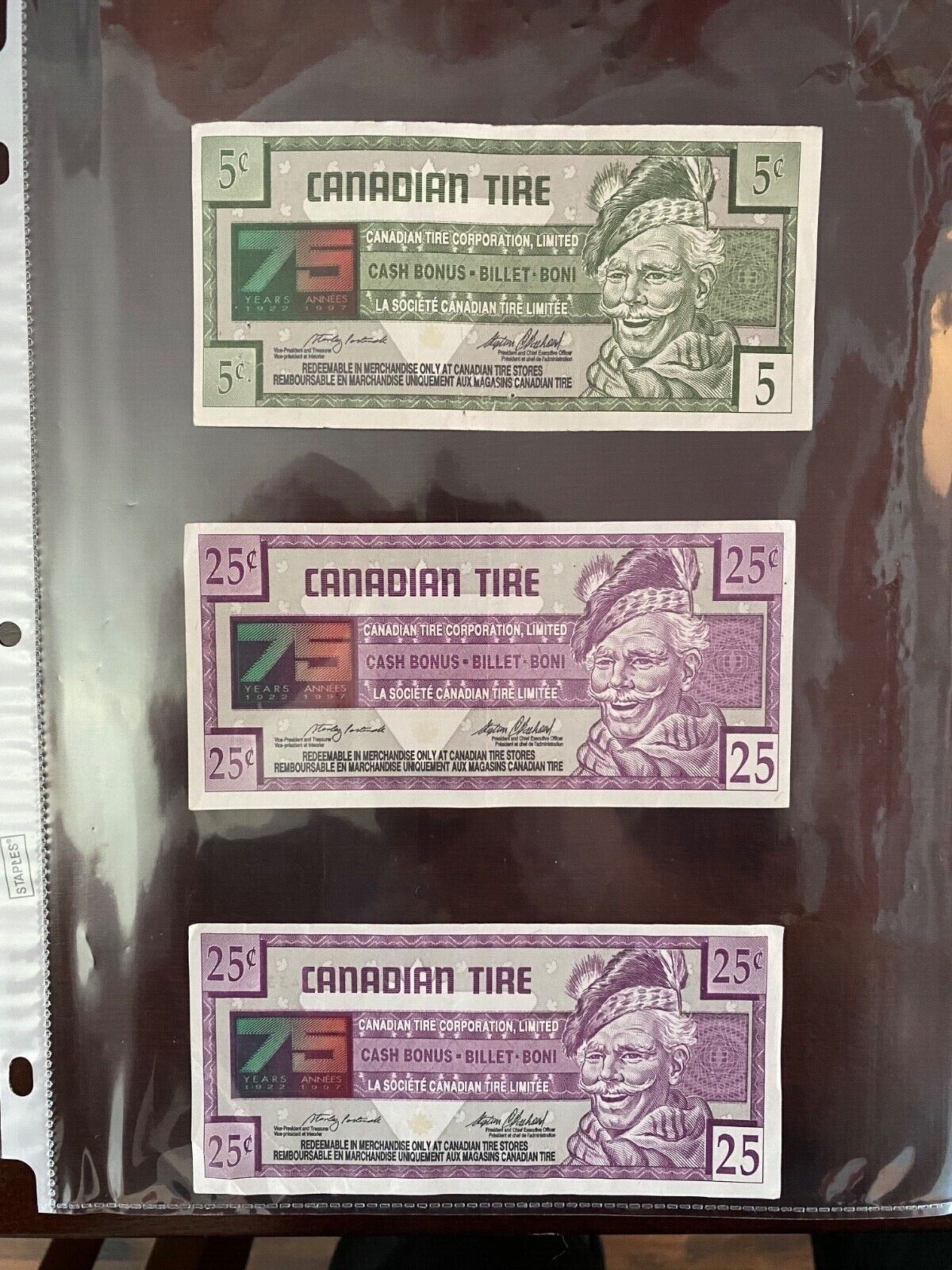 Vintage Canadian Tire Money: 1997, 75 Years