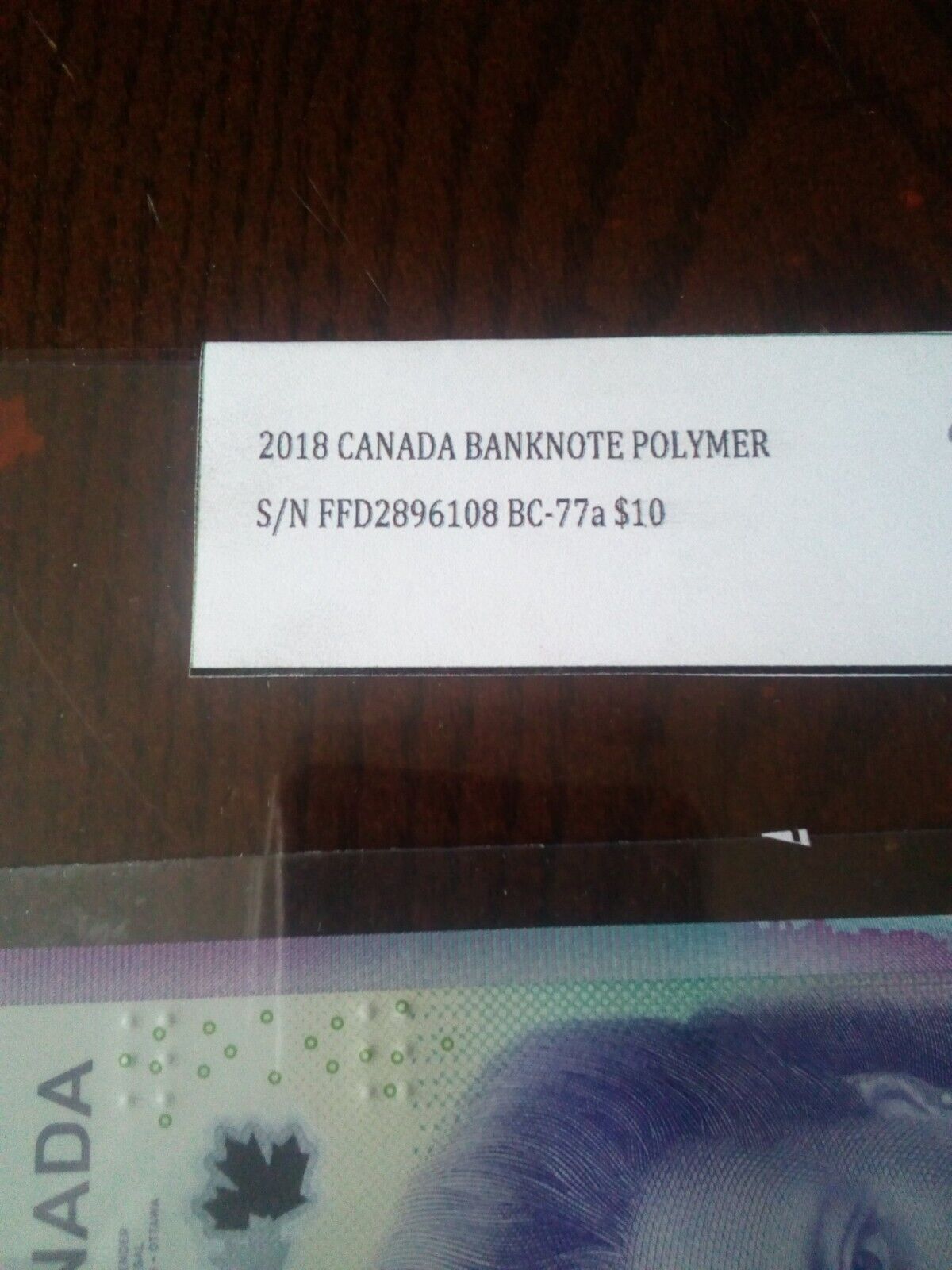 2018 Canadian Police Dollars Vintage Bank Note