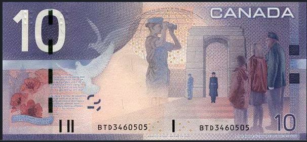 Vintage Canadian $10 Bill - Authentic Currency Note