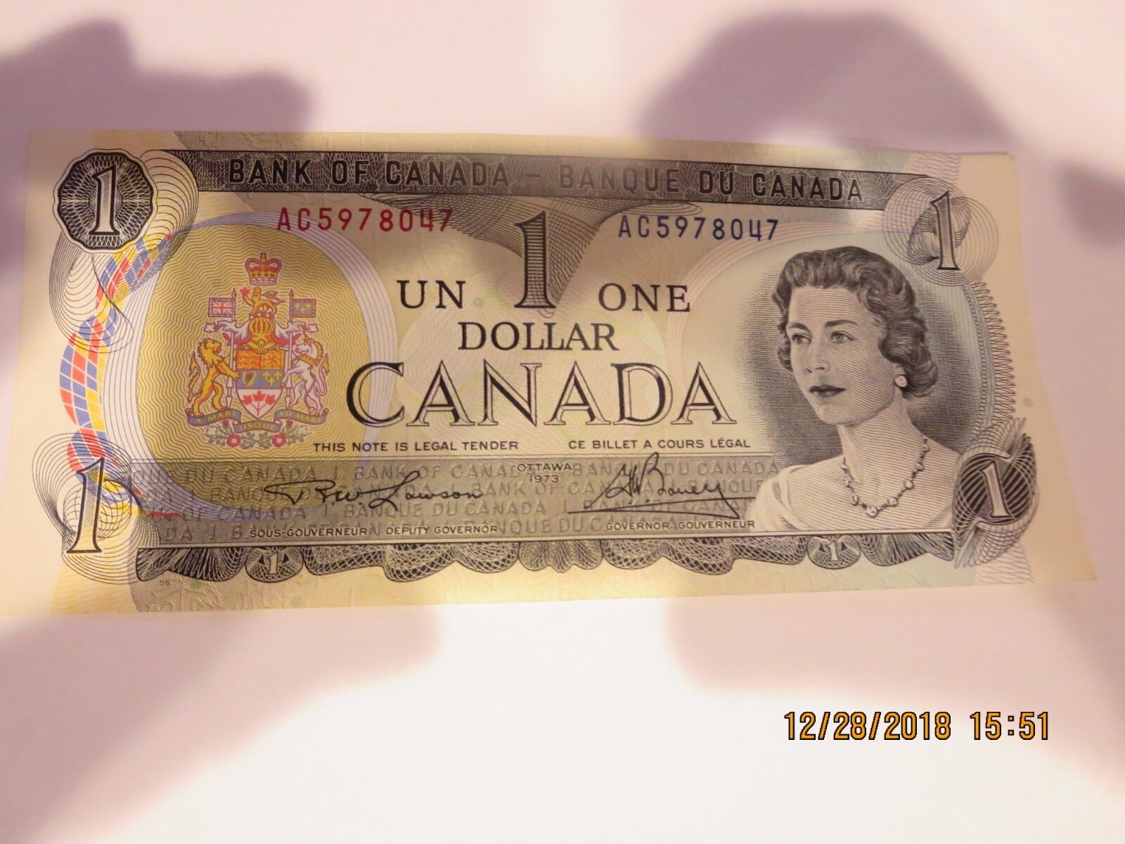 1973 Canadian Dollar Bill - Vintage Gift