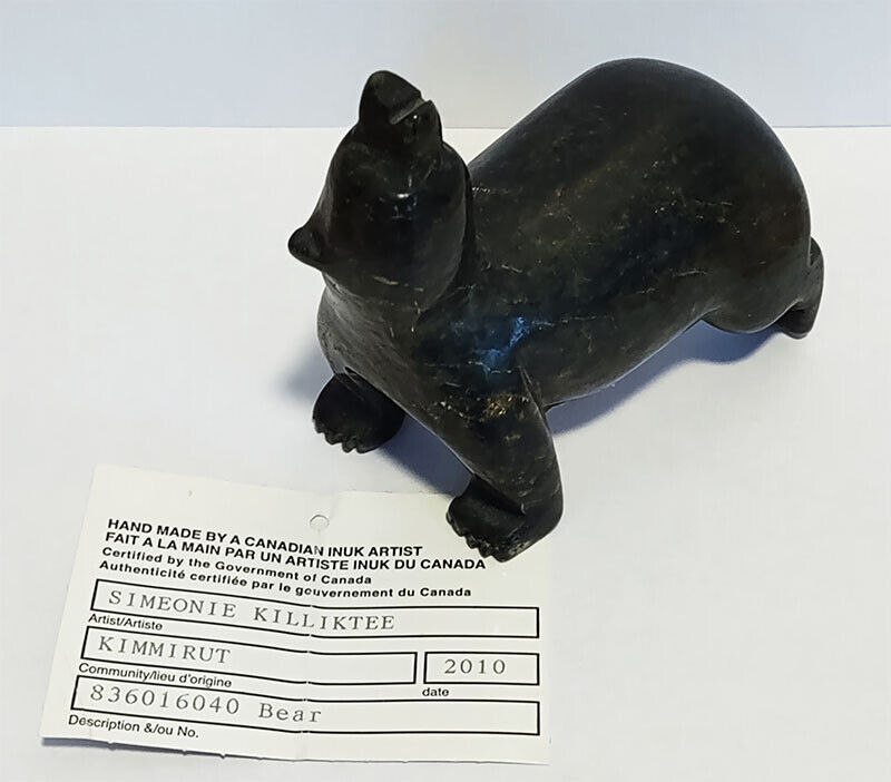 Inuit Indigenous Soapstone BEAR Carving Sculpture - Canada