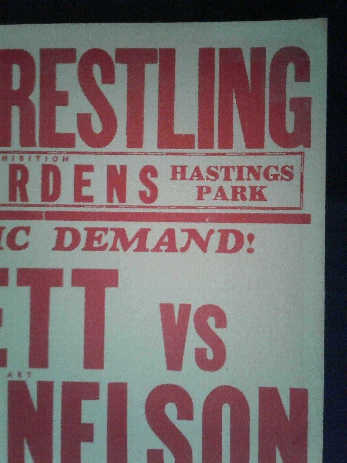 1970's Wrestling Poster from Hastings Park, Ex Gardens