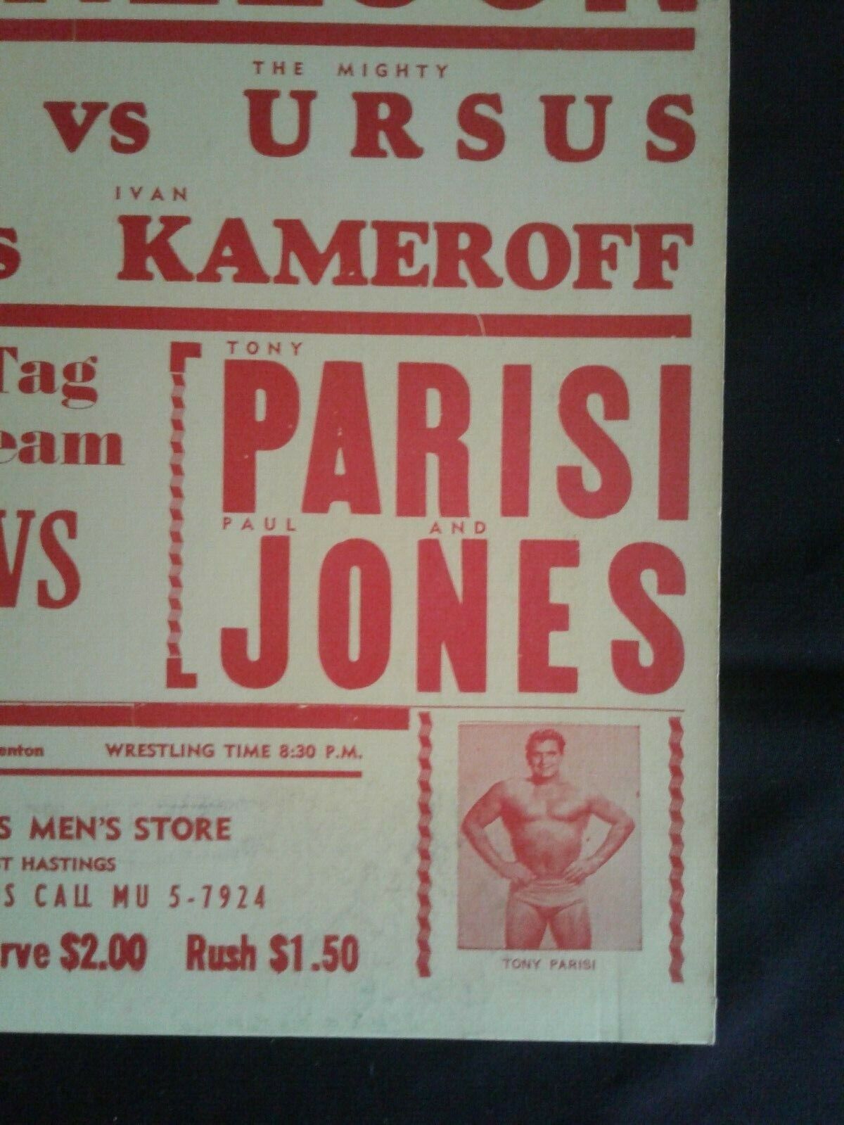 1970's Wrestling Poster from Hastings Park, Ex Gardens