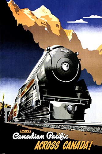 Vintage Canadian Locomotive Illustration Wall Decor