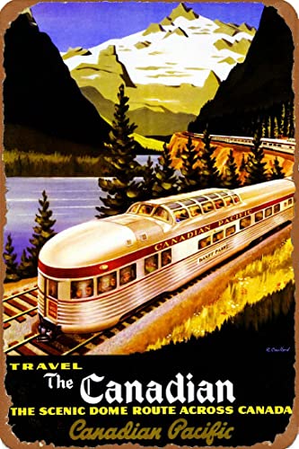Vintage Canada Railroad Train Advertisement Metal Poster 12X16Inch