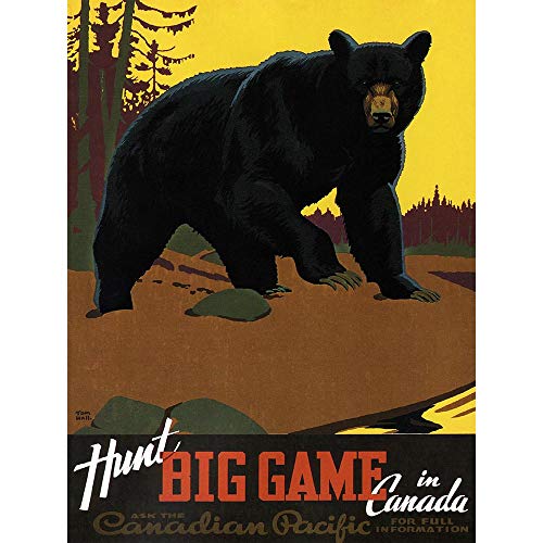 Vintage Canadian Pacific Bear Hunting Art Print