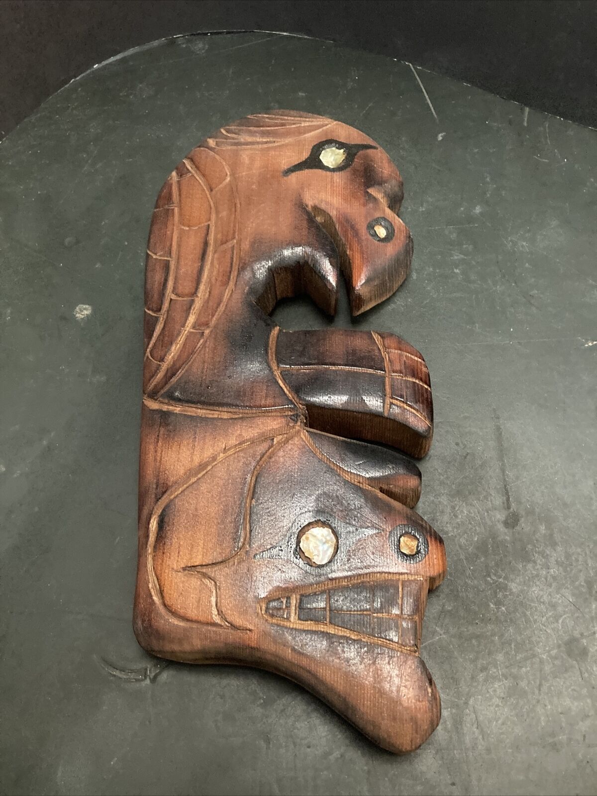 Signed First Nations Eagle & Whale Head Carving