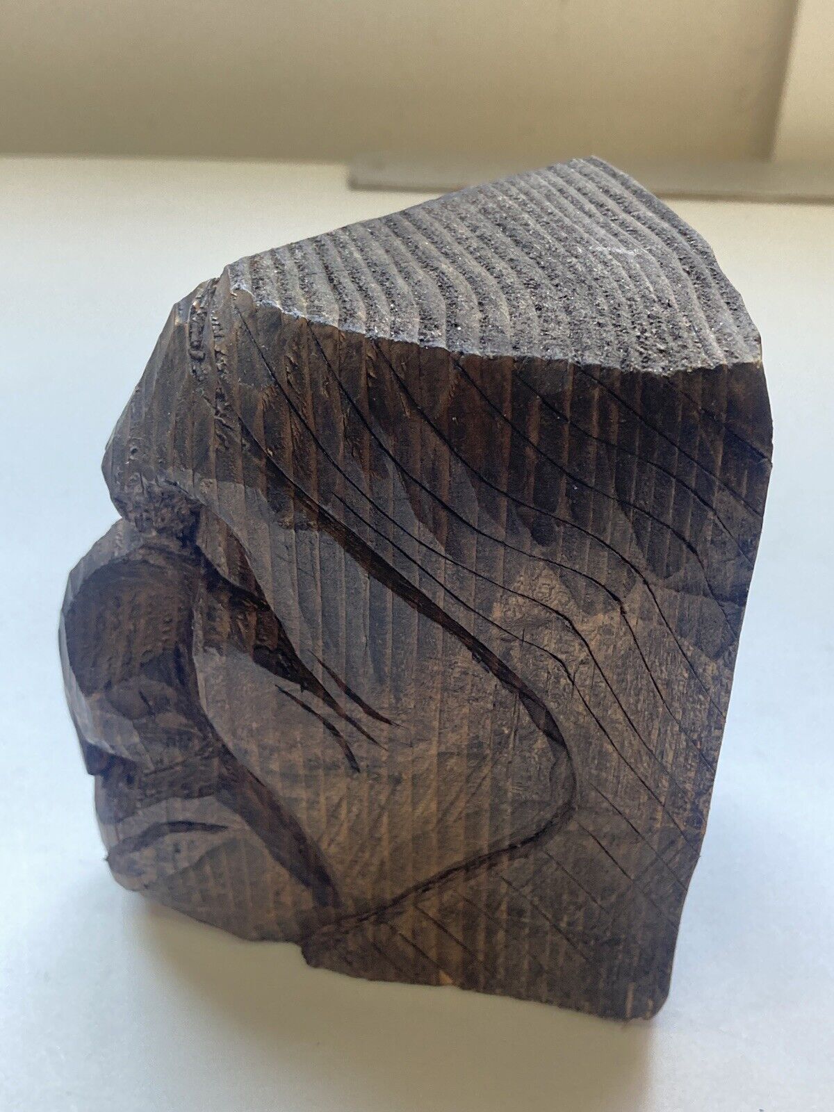 Native Chief Wood Carving - Handcrafted Vintage Art