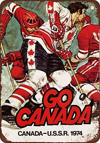 Vintage 1974 Canada vs. USSR Hockey Tin Sign