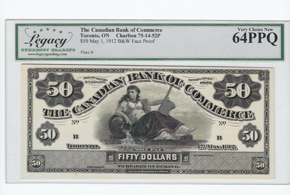 Vintage 1912 Canadian Bank of Commerce Proof Note