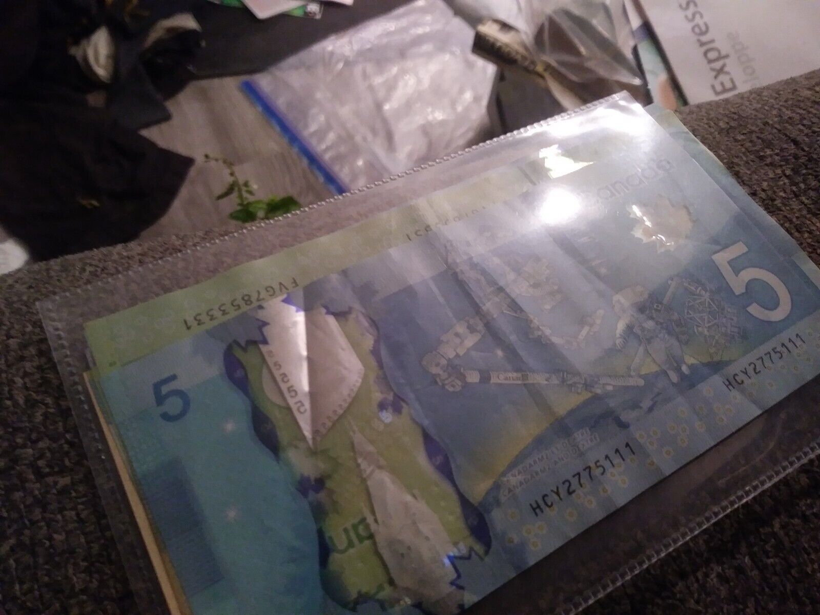 Vintage Canadian Five Dollar Bill with Serial Number 111