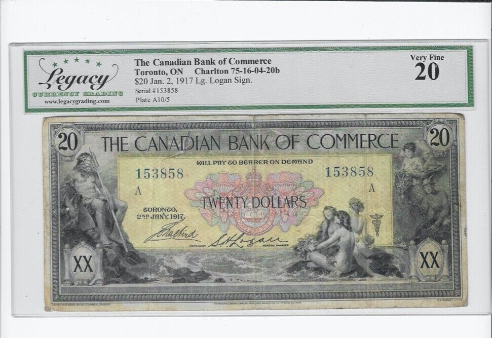 Vintage 1917 Canadian $20 Bank Note