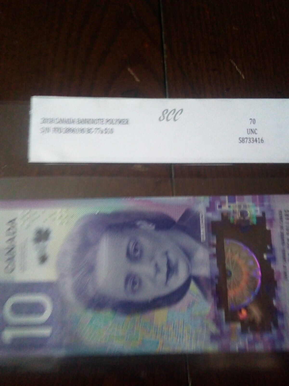 Vintage Canadian Polymer Banknote BC-77a $10