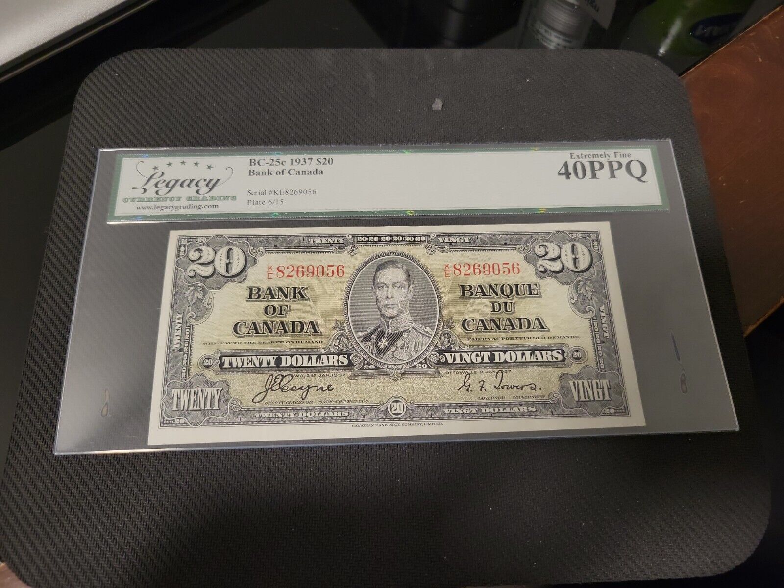 Vintage 1937 Canadian $20 Banknote Graded 40PPQ