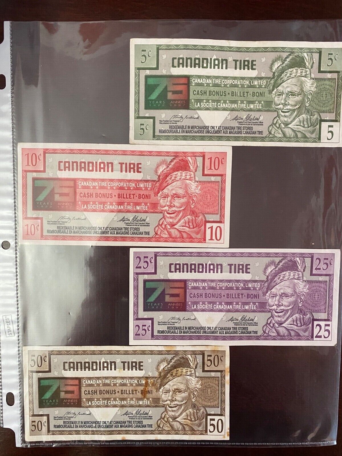 1997 Canadian Tire Money 75th Anniversary Coins