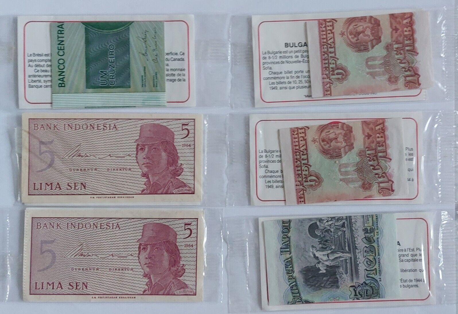 Lot of 6 Sealed Vintage Foreign Currency