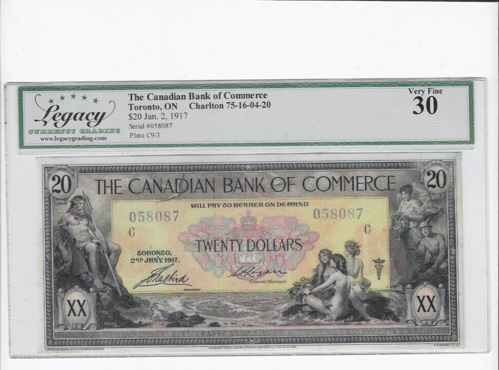 Vintage 1917 Canadian Bank of Commerce $20 Note