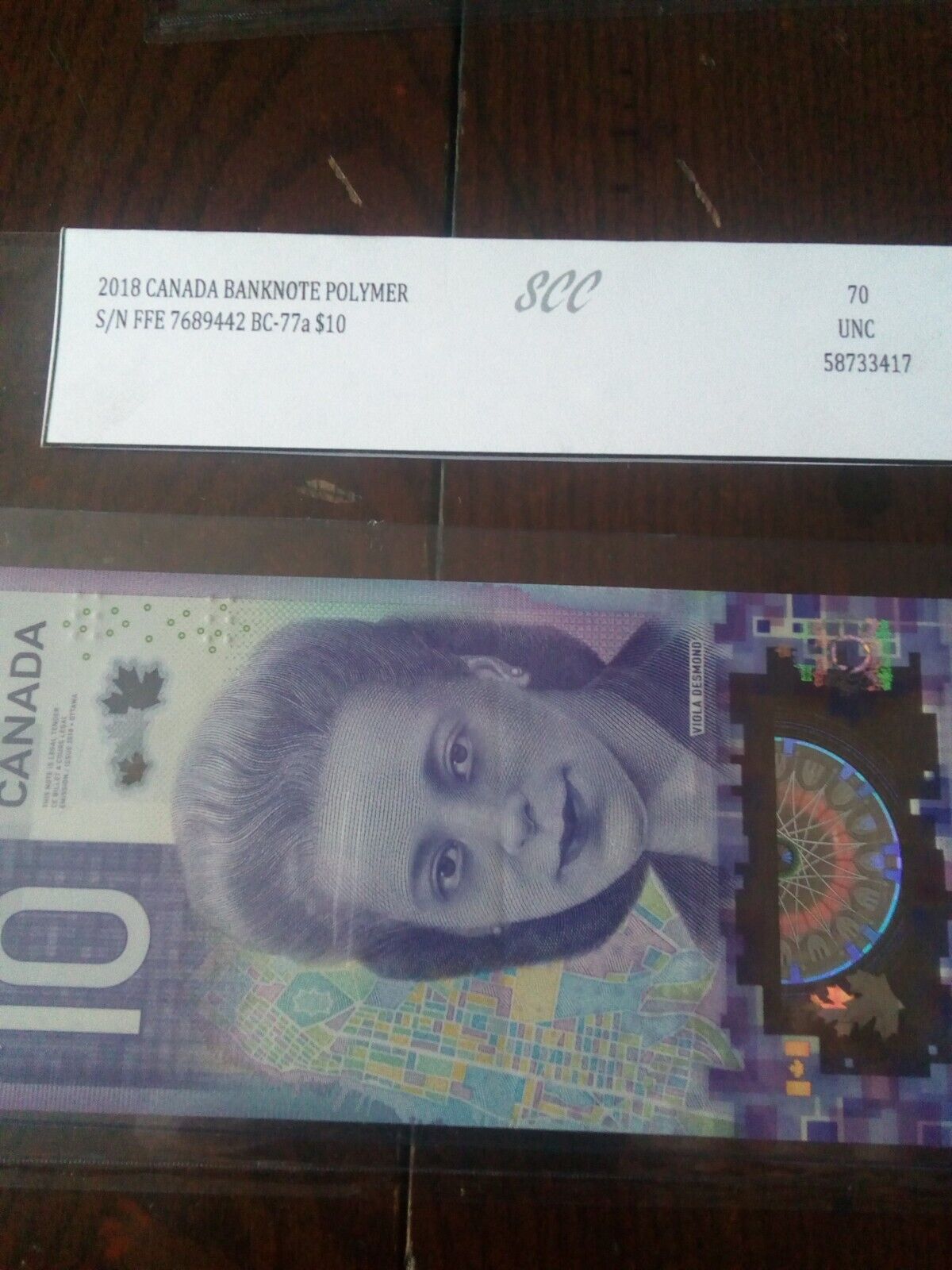 Vintage Canadian 10 Dollar Vertical Bank Note 2018